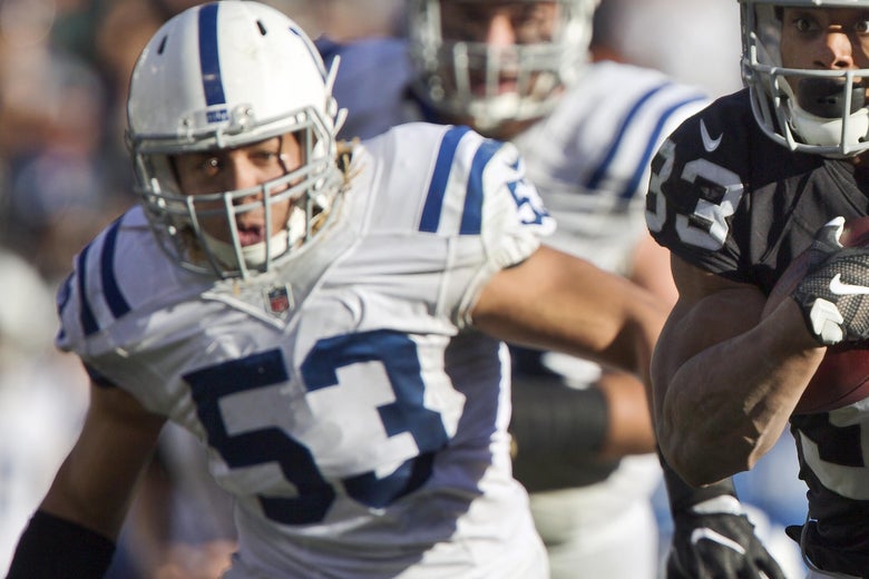 Indianapolis Colts linebacker Edwin Jackson during a 2016 NFL game.